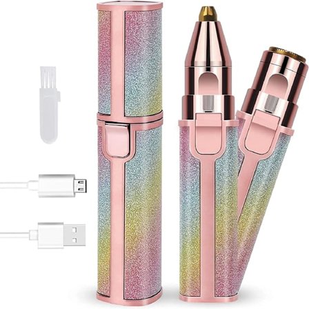 Ansigtshårfjerner til kvinder, damebarbermaskine, 2 i 1 øjenbrynstrimmer