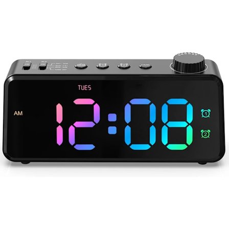 Bedroom Digital FM Radio Väckarklocka, 0-100% Justerbar Ljusstyrka, Liten Skrivbordsklocka med USB-laddningsport