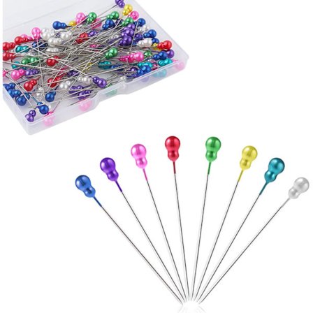 100 stk. synåle til stof, 5,5 cm kalebasformede dekorative lige nåle til corsage synåle quiltning med farvede hoveder til buket stof