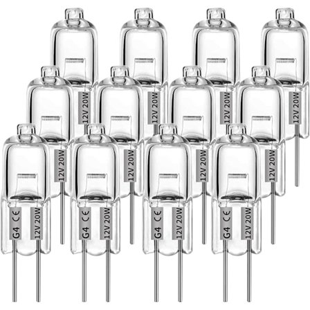G4 halogenlampor 10W 12V - Varmvit - 12 st 10W 10W 10W 12-pack