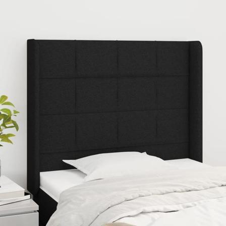 Vidaxl Huvudgavel Med Kanter Svart 83x16x118/128 Cm Tyg Svart