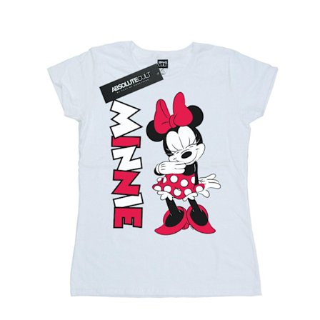Disney Dam/Kvinnor Minnie Mouse Fnissande Bomull T-shirt S Vit