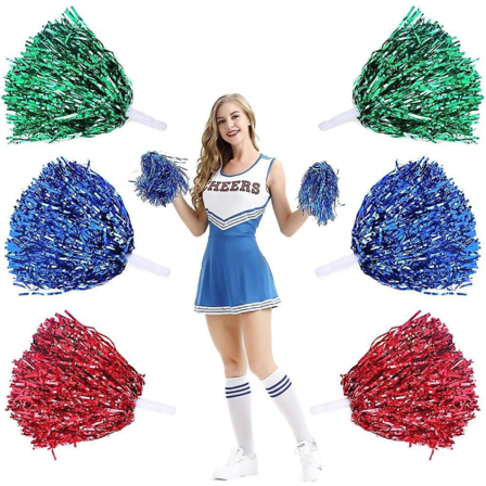 Cheerleading Pom Poms - sett med 12, ideell for sportsbegivenheter, skoleball, gallaer