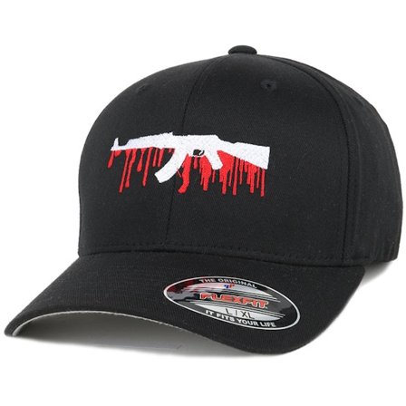 GUNS n SKULLS - Sort flexfit Kasket - Bloody AK47 Black Flexfit @ Hatstore