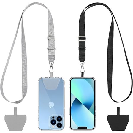 Universal Mobiltelefonkjede 2-pakker - 2 x Justerbar Krage Lanyard, 2 x Holdbare Lapper, Lanyard Mobiltelefon Halsstropp Kompatibel med de fleste 