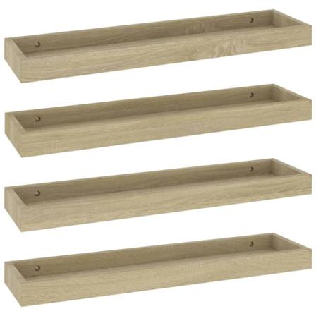 Vidaxl Vägghyllor Med Kant 4 St Ek 60x15x4 Cm Mdf Brun