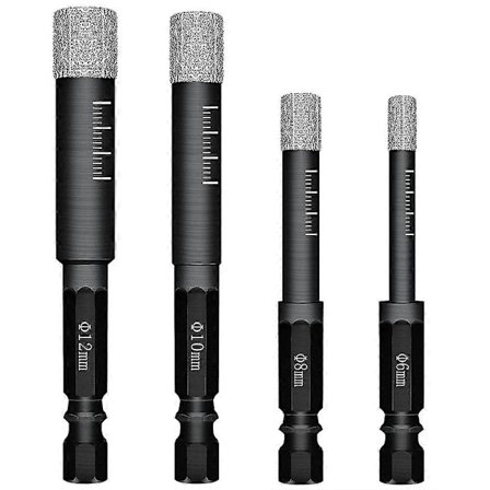 Sett med 4 diamantbor for keramiske fliser, porselensfliser, glass, stein. Profesjonelle diamantbor for keramiske fliser -