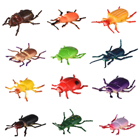12 st Barn Insekter Tidig Utbildning Simulering Djur Leksaksmodell Leksaker - Färgade Skalbaggar