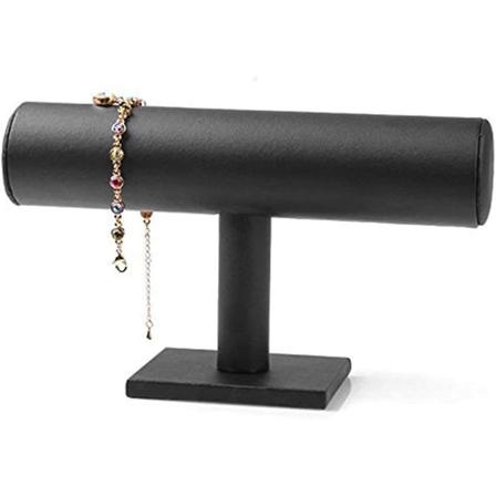 Slitesterk trearmbåndsstativ med 1 lag, armbåndsdisplaystativ, smykkestativ, holder for armbåndssmykker, 1 stk, svart
