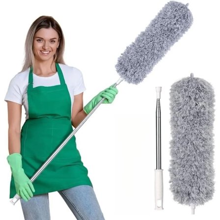 Støvklut, Teleskopisk Støvklut, Mikrofiber Støvklut med Rustfritt Stålskaft, Vaskbar Støvklut Perfekt for å Eliminere Støv i Hjemmet eller Bilen, 280