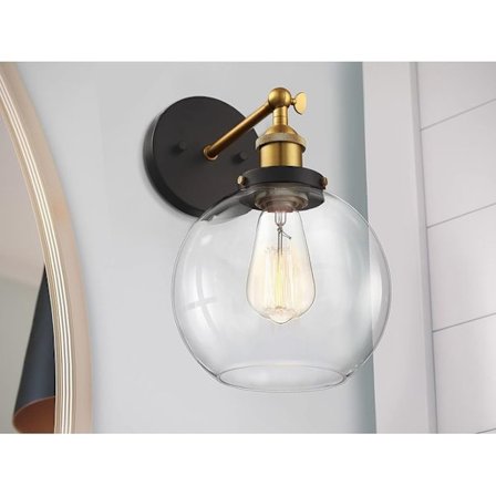 8 tuuman musta ja kultainen antiikkimessingin 1-valaisimen maapallon seinävalaisin