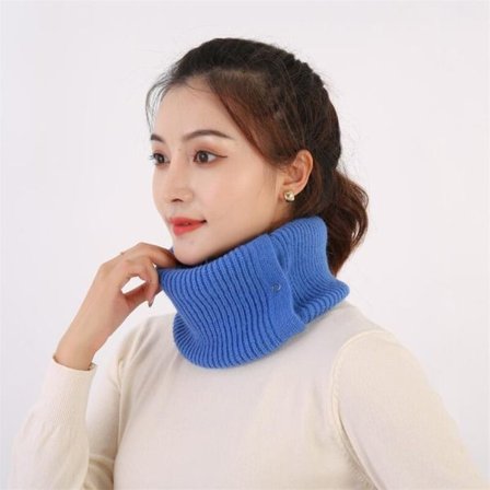 Stickad Fake Collar Scarf BLÅ