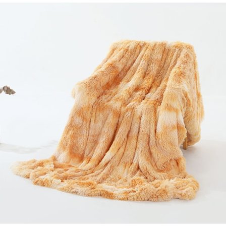 Dubbellagers Lätt Långhårig Shaggy Filt Gul gul