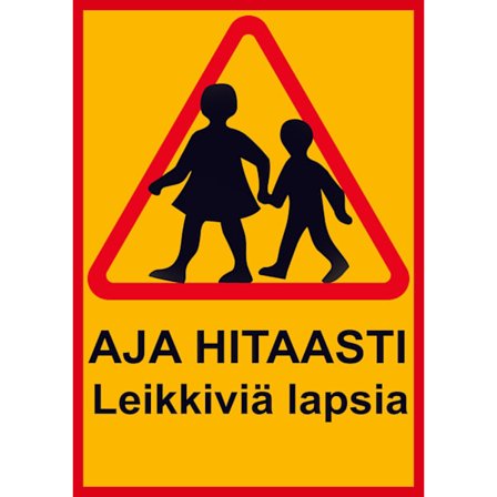 Aja hitaasti leikkiviä lapsia - Kyltti / Varoitusmerkki - Liikennemerkit