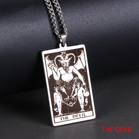 Wicca Tarot Card Waite Major Arcana Pagan Pendant Amulet Neckla DJÄVELEN