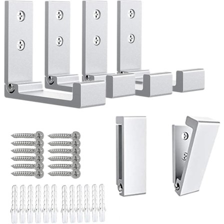 6 Pak Foldbare Vægkroge til Frakke, Taske, Hat og Nøgle Heavy Duty Aluminium med 12 Skruer til Væg Krog (Sølv Anker)
