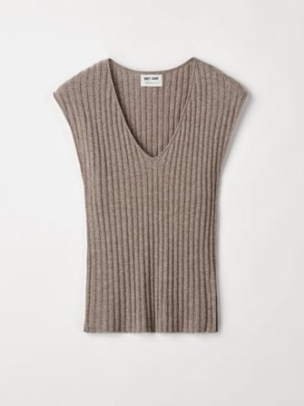 Soft Goat - V-neck Top - Kaschmirpullover für Damen - XL - Oat