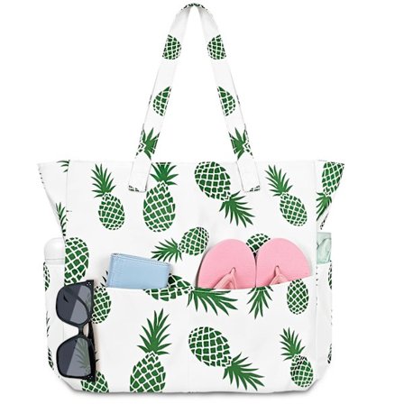 Strandtaske til kvinder, stor vandtæt tote med lynlåslommer - Sandtæt svømmetaske til pool, ferie & rejse essentia1s