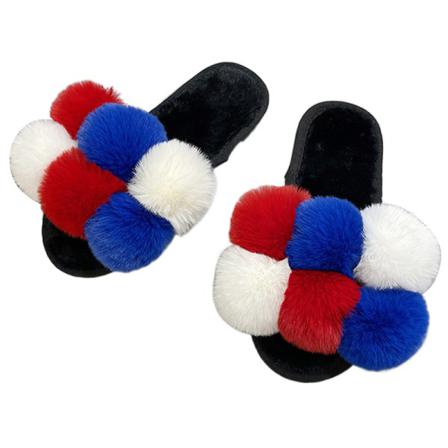 Damplyschfoder Flats Open Toe Color Block Vintertofflor