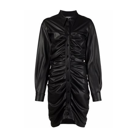 Philosophy di Lorenzo Serafini Ruched leather-effect shirt Kjole Sort, Dame