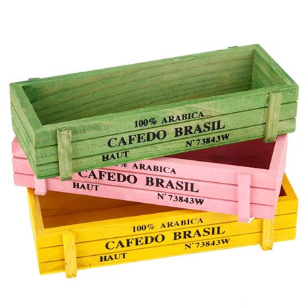 3 st Home Office Desktop Trä Suckulenta Blomma Trädgård Plant Kruka Förvaringslåda Dekoration