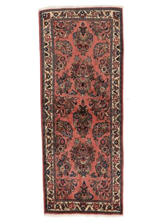 80X197 Alfombra Sarough Oriental De Pasillo Negro/Rojo Oscuro (Lana, Persia/Irán) Carpetvista