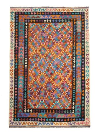 Kelim Afghan Old Stil Teppich Orientalischer Dunkelrot/Schwarz (Wolle, Afghanistan)