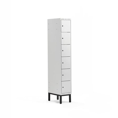 6 door locker CLASSIC, leg frame, 1 module, 1940x300x550mm, grey