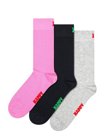 3-Pack Solid Socks Patterned Happy Socks