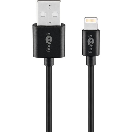 Lightning USB-kaapeli lataamiseen ja synkronointiin, 0,5 m, musta