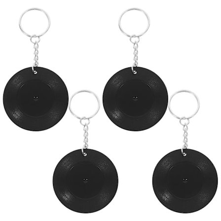 4 stk. Vinylplate-nøkkelring Dekorativ Vinylplate-nøkkelring Plate-nøkkelring Hengende Ornament