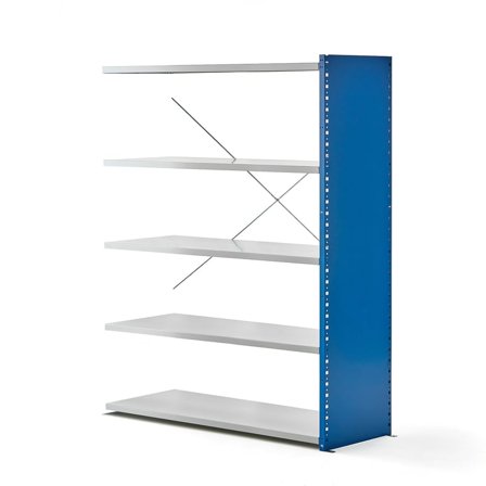 Shelving MIX, add-on unit, 1740x1330x500 mm, closed end frame, blue, grey