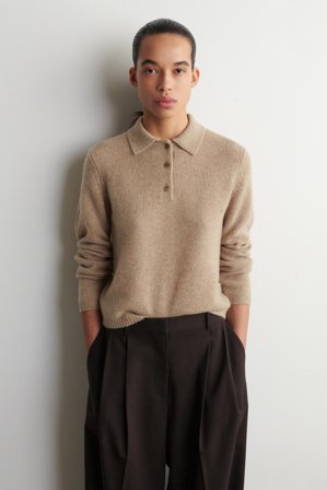 COS Women's Cashmere Polo Jumper in Beige