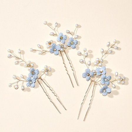 3kpl/ set Flower Hair Pins Hiusklipsit SININEN