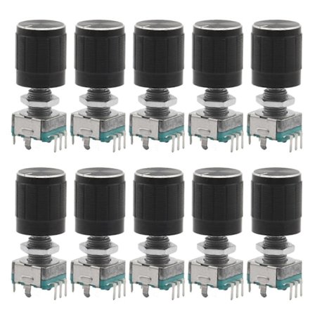 (7 Ben 20MM) 10 STK 360 Graders EC11 Rotary Encoder Kode Switch Digitalt Potentiometer med Hætter