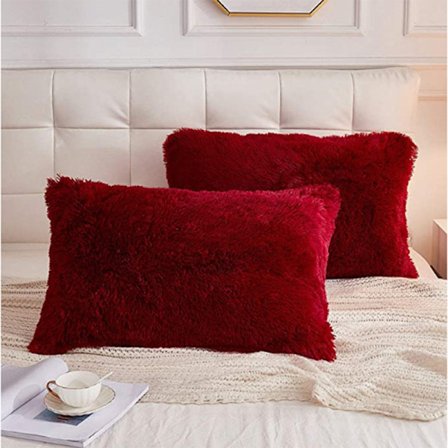 Noël2 Set med 2 Rektangulära Soffa Kuddfodral Lyxig Päls Dekoration Soffa Hem Sovrum Säng Supersoft Plysch Dekorativ