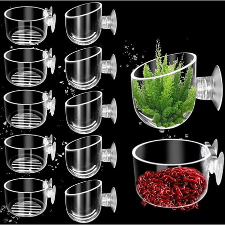 Akvarium Planteholder med Sugkopper: Akryl Akvarium Dekoration, Akvarium Tilbehør til Røde Rejer, Levende Planter