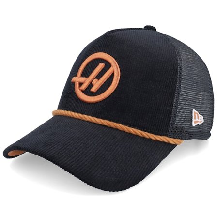 New Era - Motor Black trucker Czapka Z Daszkiem - Haas F1 25 Cord Black/Rust A-frame Trucker @ Hatstore