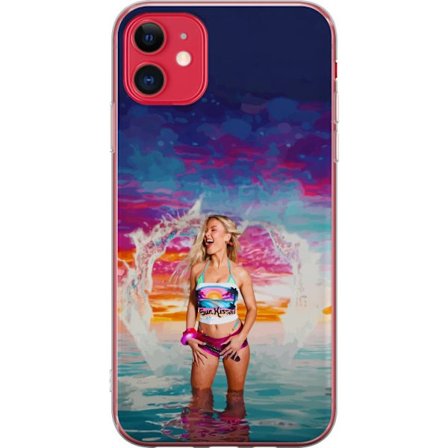 Kompatibel Mobilcover til Apple iPhone 11 Blond kvinde i farverigt strandtøj, der leger i havet ved solnedgang