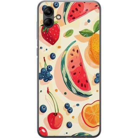 Kompatibel Mobilcover til Samsung Galaxy A05 Legesyg frugtillustration med vandmelon, citrus, jordbær, kirsebær og bær