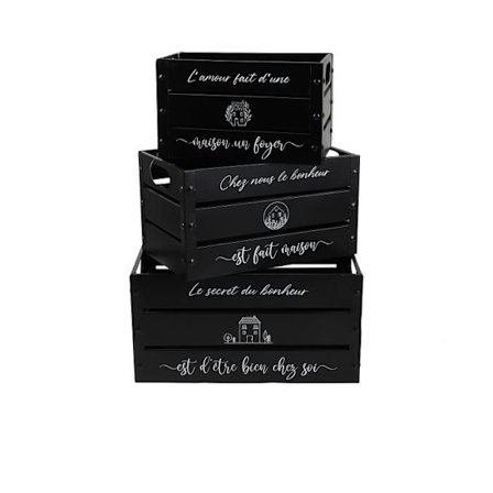 3-pack metallådor "Loft & Metal" - Svart - L 40 x P 25 x H 20 cm