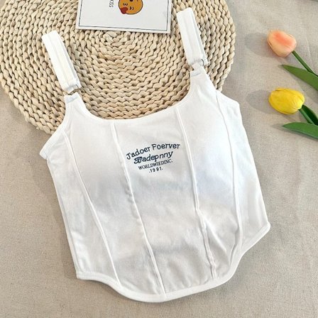 Brevtrykk Crop Topper Dame Sommeroverdeler HVIT