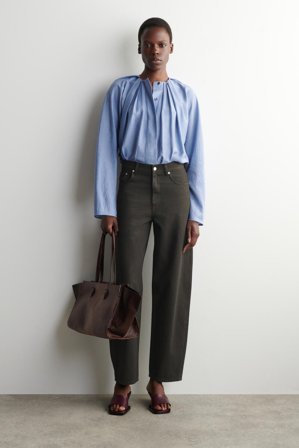 COS Women's Blusa Plisada Maxivolumen in Azul