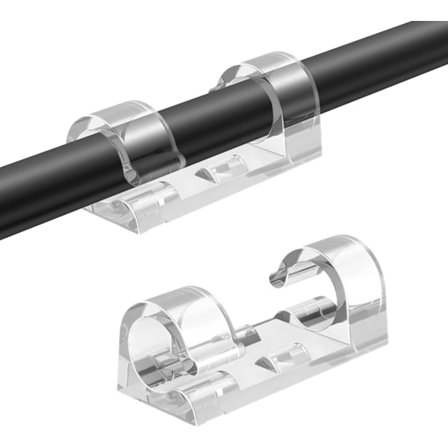 60 stk. selvklæbende kabelclips, selvklæbende plastik lednings-/kabelclips, elektrisk kabelfikser med dobbeltsidet tape til ledning i hjemmet, 