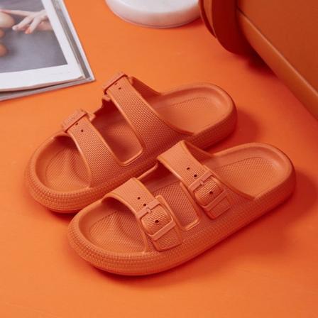 Fashion Spænde Tykke Sål Hjemmesko Kvinders Home Soft Sole Cloud Hjemmesko Orange 38-39