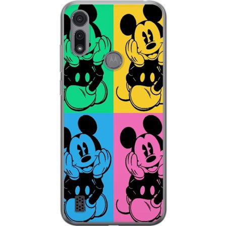 Kompatibelt Mobilskal till Motorola Motorola Moto E6i Mickey Mouse popkonst affisch färgglad Disney retroserie tecknad ikonisk figur Andy Warhol-stil