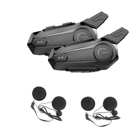 2 stk. Bluetooth Intercom Motorcykel Full Hjelm Headset Kompatibel med 2 Kørere