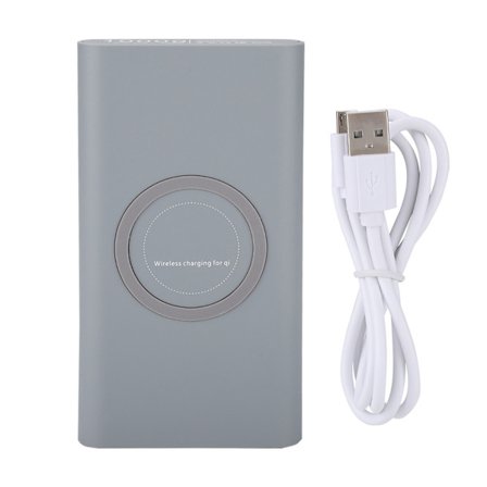 QI 3-i-1 trådlös laddare Powerbank Snabbladdning Qi Mobil laddare (Grå)