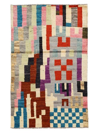 Håndknyttet Moroccan Berber - Afghanistan 114X182 Uldtæppe Sort/Brun Lille