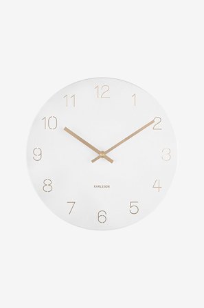 Karlsson - Veggklokke Charm Engraved Numbers Small - Hvit - Veggklokker & bordklokker - Fra Homeroom